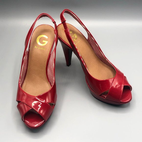 G by Guess Missie Red Leather Heels Size 7M - Picture 5 of 15